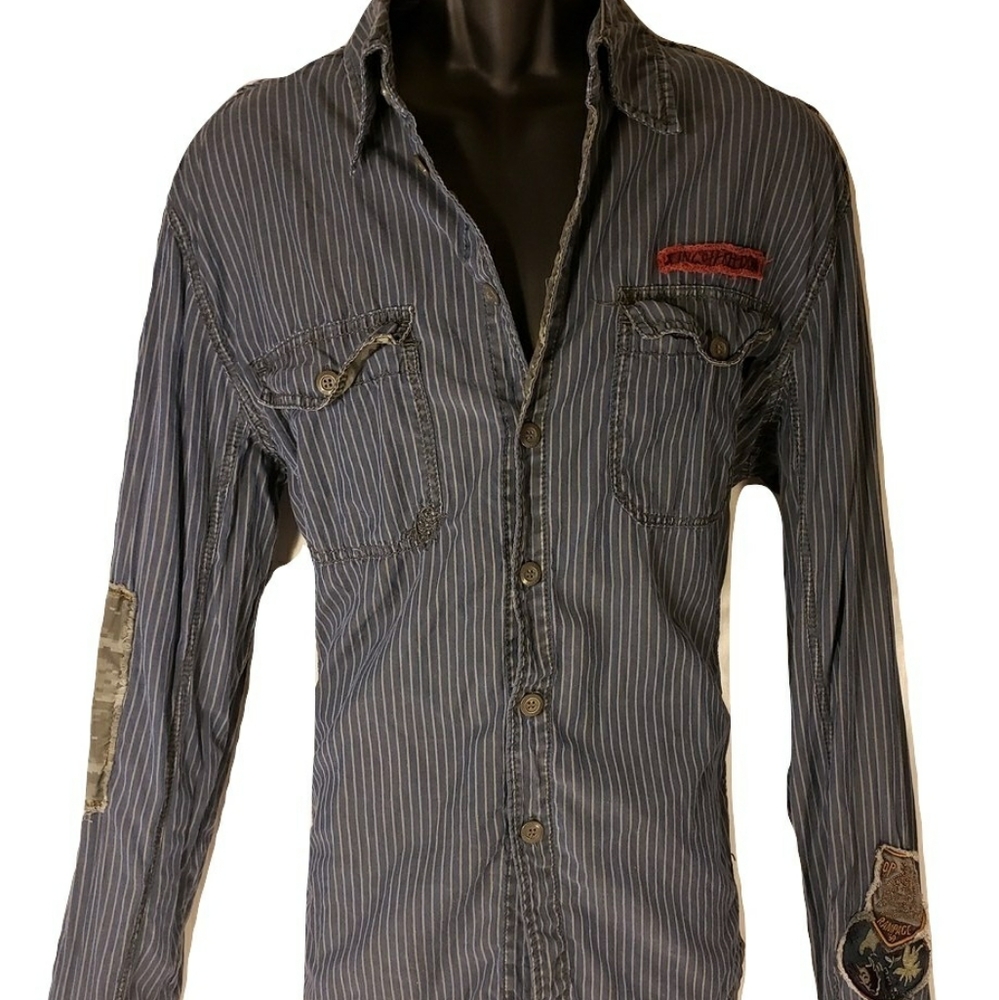 Alpha Industries button down patched embroidered S